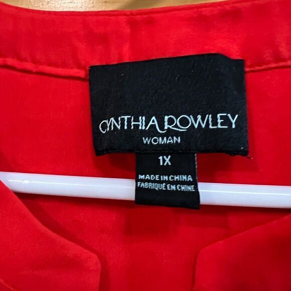 Cynthia Rowley women size 1X beautiful red orange half button blouse - Picture 4 of 10